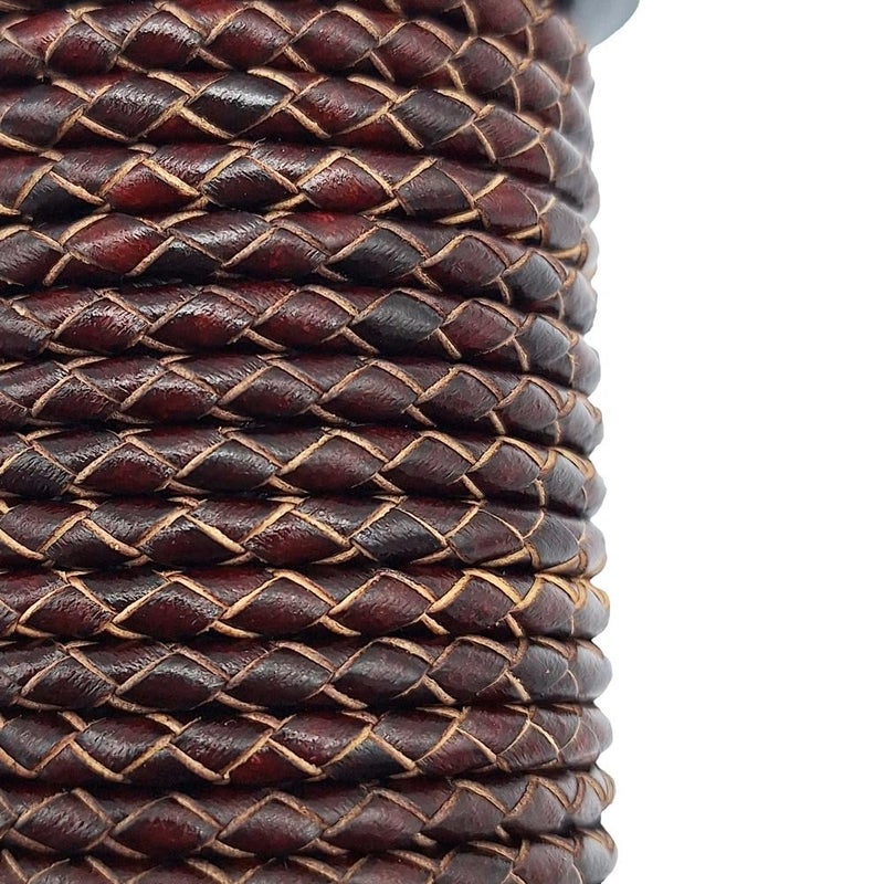 shapesbyX 5 Yards Braided Bolo Cords Regenerated Leather Strap 4.0mm Diameter Round for Jewelry Making or Beading Distressed Brown - Image 4